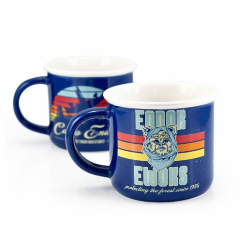 Star Wars Camp Endor Retro Mugs | Ewok Forest Camp of Endor Cups | Set of 2 Mugs Perspective: back