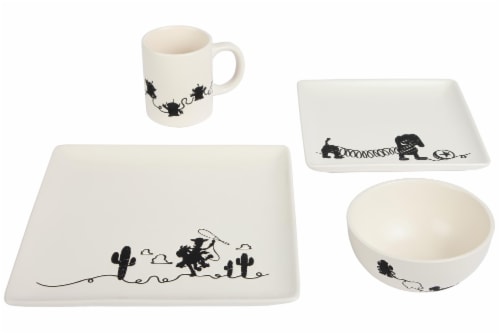 Toy Story 4-Piece Ceramic Dinnerware Set With Scribble Characters Perspective: back