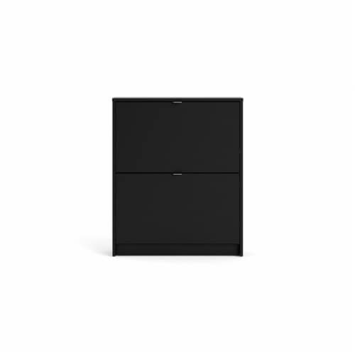 Tvilum Bright 2 Drawer Shoe Cabinet in Black Matte with 1 Layer Perspective: back