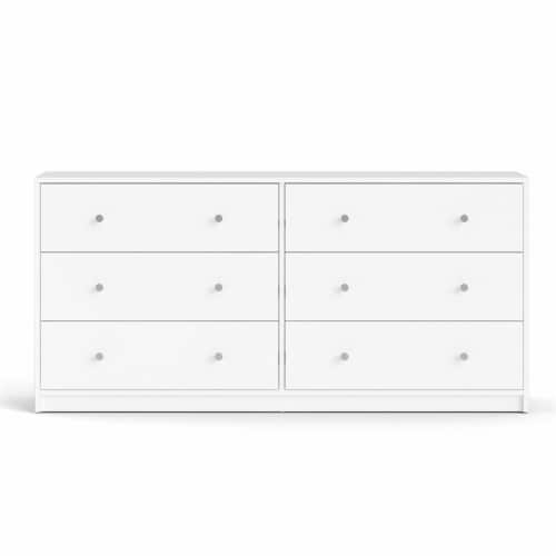 Tvilum Portland Contemporary 6 Drawer Double Dresser in White 1