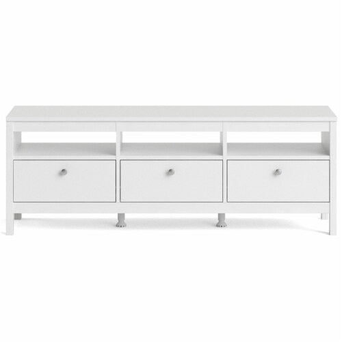 Tvilum Madrid 3 Drawer TV Stand in White 1 Foods Co