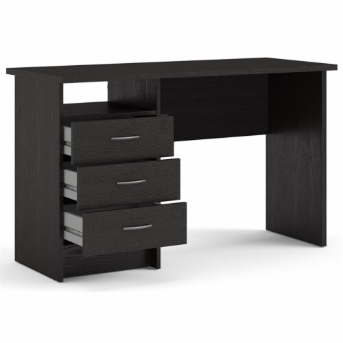 Tvilum Whitman Desk with 3 Drawers in Black Woodgrain 1 Foods Co