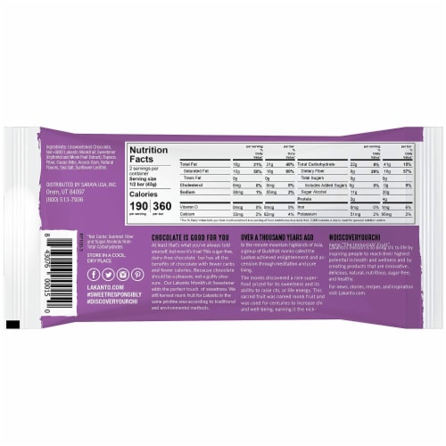 Sugar Free 55% Cacao Chocolate Bar with Cocoa Nibs Perspective: back