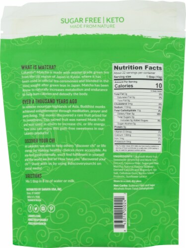 Lakanto Matcha Latte Drink Mix Perspective: back
