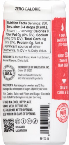 Lakanto Original Monkfruit Liquid Sweetener Extract Drops Perspective: back