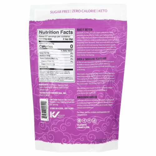 Lakanto Baking Monk Fruit Sweetener - Baking Sugar Substitute (1 lb) Perspective: back