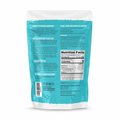 Lakanto Powdered Monk Fruit Sweetener - Powdered Sugar Substitute (1.76 lbs) Perspective: back