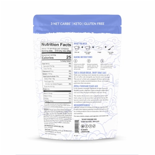 Lakanto Blueberry Coffee Cake Mix - Sweetened with Monk Fruit (13.7 oz) Perspective: back