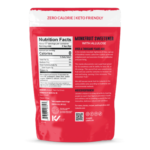Lakanto® Classic Monkfruit Sweetener with Allulose - White Sugar Replacement Perspective: back