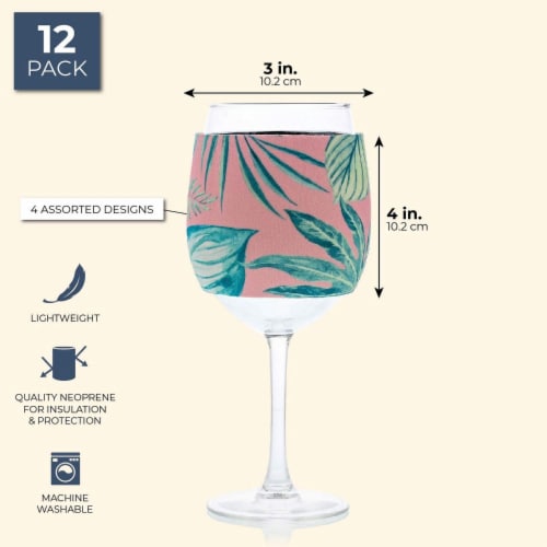12x Neoprene Stylish Protective Wine Glass Beverage Sleeve Protector, 4 Designs Perspective: back