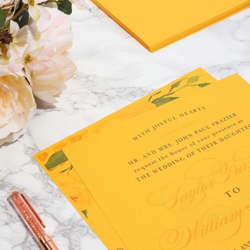 Yellow Gold Metallic Paper for Stationery or Crafts (8.5 x 11 Inches, 48-Pack) Perspective: back