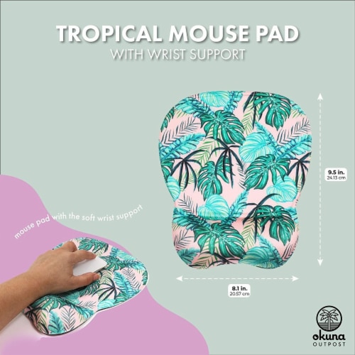 Tropical Mouse Pad with Wrist Support, Office Desk Accessories Perspective: back