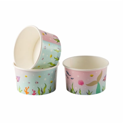 Ice Cream Sundae Cups - 50-Piece Disposable Paper Dessert Ice Cream Yogurt Bowls Perspective: back