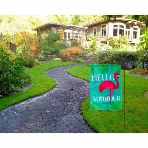 Juvale Garden Flag, Hello Summer Welcome Flag Banner for Outdoor Lawn Decoration Perspective: back