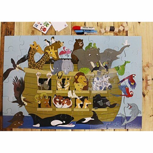 Noah's Ark Jumbo Floor Jigsaw Puzzle for Kids and Family, Age 3-5, 48-Piece, 1.9 x 2.9 Feet Perspective: back