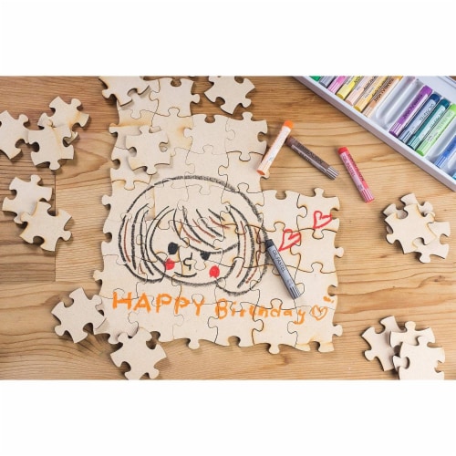 Blank Unfinished Wooden Jigsaw Puzzle (100 Pieces) Perspective: back