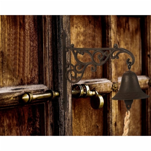 Juvale Wall Mounted Rustic Cast Iron Door Bell Chime, Brown Perspective: back