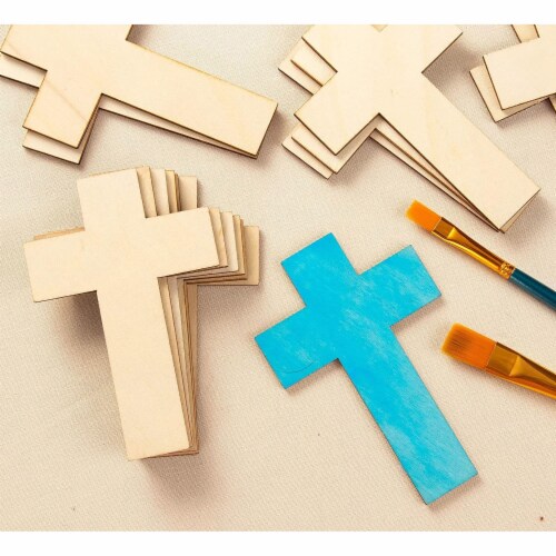 6-Pack Unfinished Wood Cutout Cross Shaped for Craft DIY, Sunday