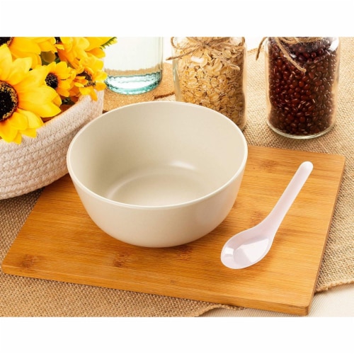 100-Pack Disposable Plastic Chinese Soup Spoons, White, 4.5 x 1.2 Inches Perspective: back