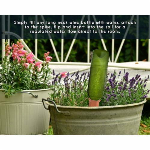 Self Watering Spikes - 6-Pack Auto Plant Self Waterer Drip System 6.9" Tall Perspective: back