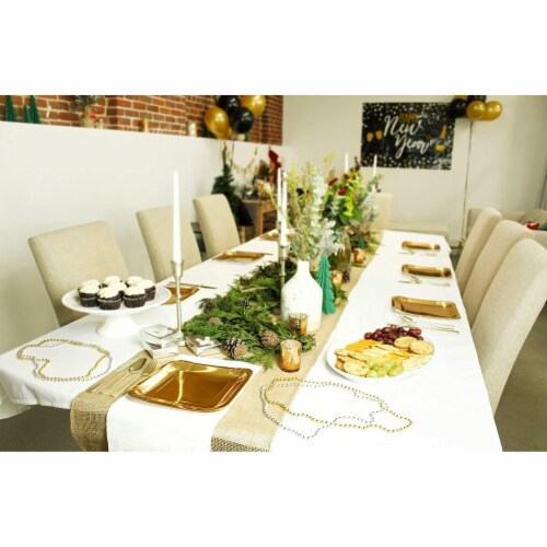 48 Pcs Gold Paper Plates, Disposable 9  Square Plates for Cake, Party Supplies Perspective: back