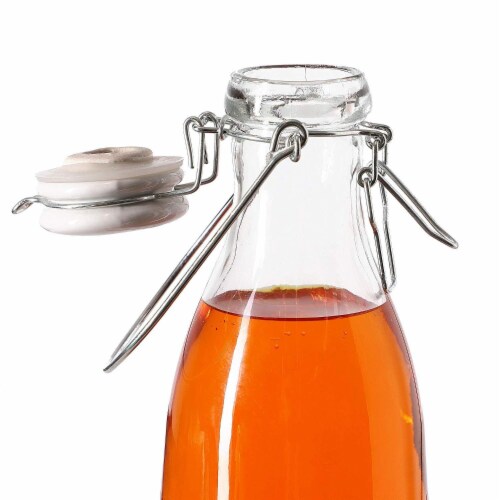 6Pcs Glass Bottles with Swing Top Lids 35.5oz for Vinegar Oil Liquid Honey Perspective: back