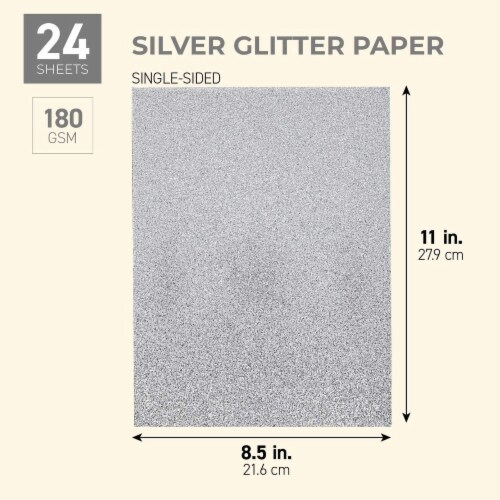Paper Junkie Silver Glitter Craft Paper, Single Sided, 8.5 x