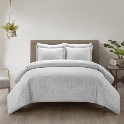 Blaine 2 or 3 Piece Duvet Cover Set Contemporary Two Tone Striped taupe king Perspective: back