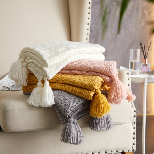 Chic Home Ny C Home Dorja Knitted Throw Blanket Plush Super Soft Textured Pattern Blush 1 unit Foods Co