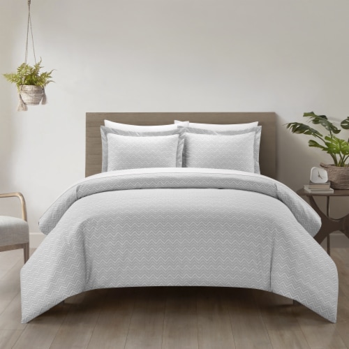 Blaine 2 or 3 Piece Duvet Cover Set Contemporary Two Tone Striped taupe twin Perspective: back