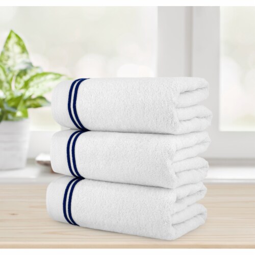 Chic Home Luxurious 3 Piece 100 Pure Turkish Cotton White Bath Towels 30 X 60 Striped Hem 3pcs Mariano s