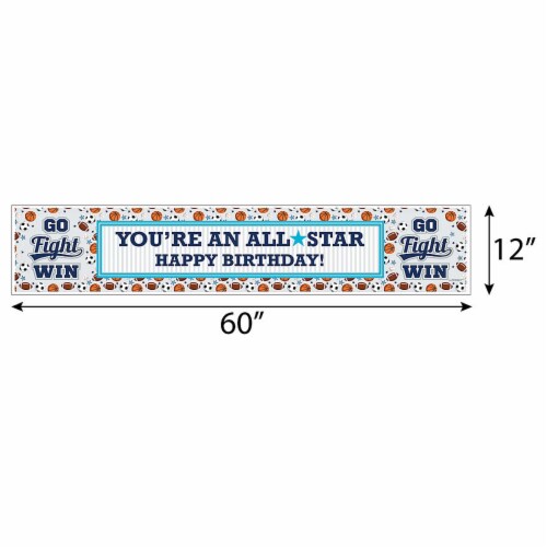 Big Dot of Happiness Go, Fight, Win - Sports - Happy Birthday Decorations Party Banner Perspective: back