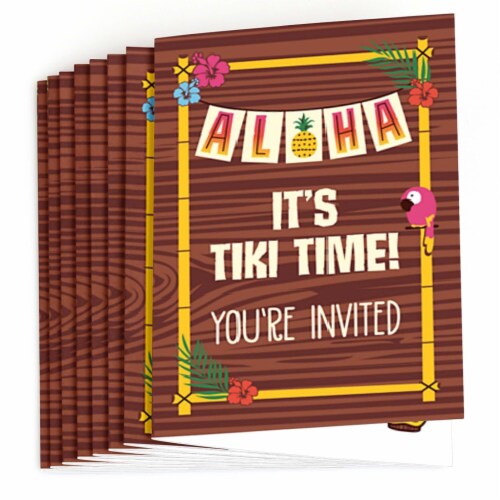 Big Dot of Happiness Tiki Luau - Fill In Tropical Hawaiian Summer Party Invitations (8 count) Perspective: back