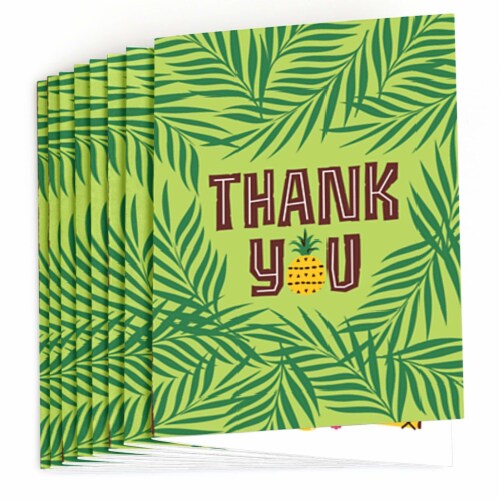Big Dot of Happiness Tiki Luau - Tropical Hawaiian Summer Party Thank You Cards (8 count) Perspective: back