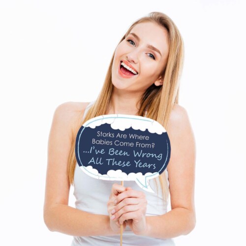 Big Dot of Happiness Funny Boy Special Delivery - Blue It's a Stork Photo Booth Props 10 Pc Perspective: back