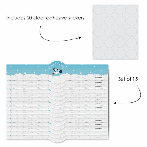 Big Dot of Happiness Boy Special Delivery - Blue Stork Baby Shower DIY Wrapper Favors - 15 Ct Perspective: back