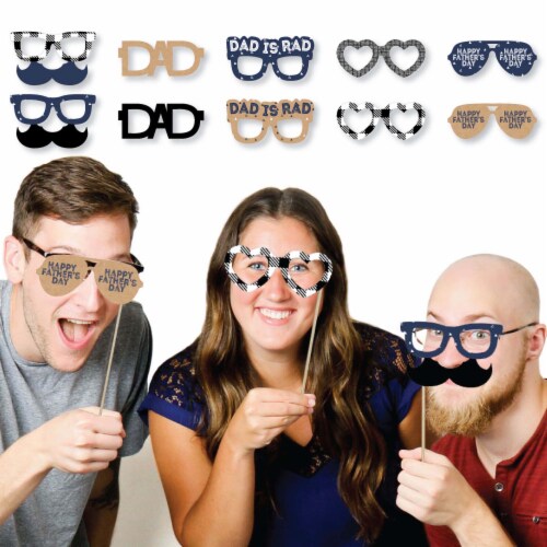 Big Dot of Happiness My Dad is Rad Glasses - Paper Father's Day Photo Booth Props Kit 10 Ct Perspective: back