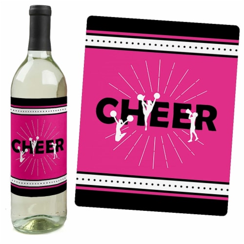 Big Dot of Happiness We've Got Spirit - Cheerleading Party Wine Bottle Label Stickers 4 Ct Perspective: back