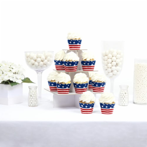 Big Dot of Happiness Stars & Stripes USA Patriotic Party Cupcake Decor Cupcake Wrappers 12 Ct Perspective: back