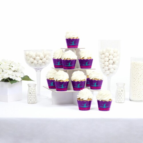 Big Dot of Happiness Tumble, Flip & Twirl - Gymnastics Party Decor - Cupcake Wrappers - 12 Ct Perspective: back