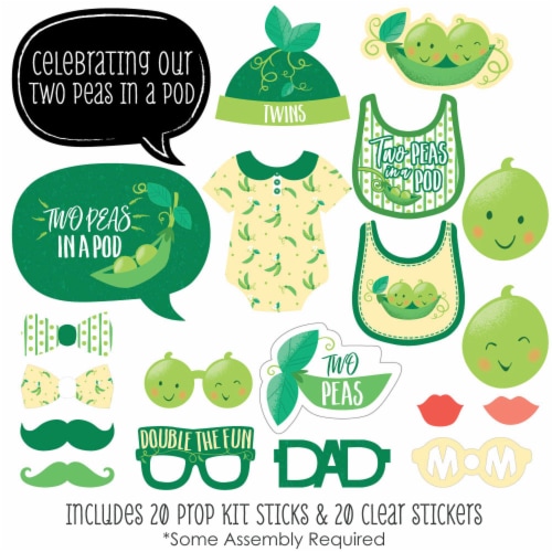 Big Dot of Happiness Double the Fun - Twins Two Peas in a Pod - Photo Booth Props Kit - 20 Ct Perspective: back