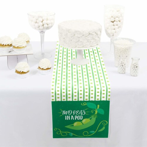 Big Dot of Happiness Double the Fun Twins Two Peas in a Pod Petite Paper Table Runner 12x60 Perspective: back