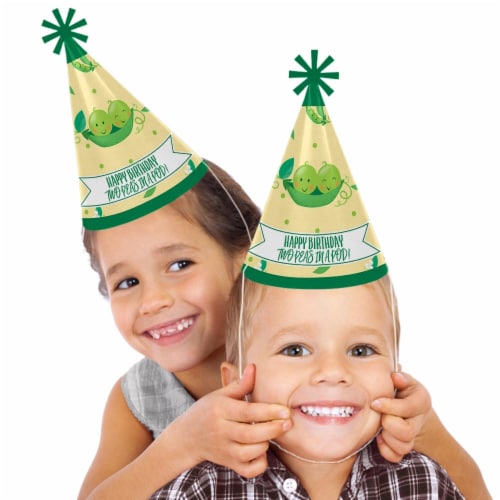 Big Dot of Happiness Double the Fun Twins Two Peas in a Pod Cone Birthday Party Hats 8 Ct Perspective: back