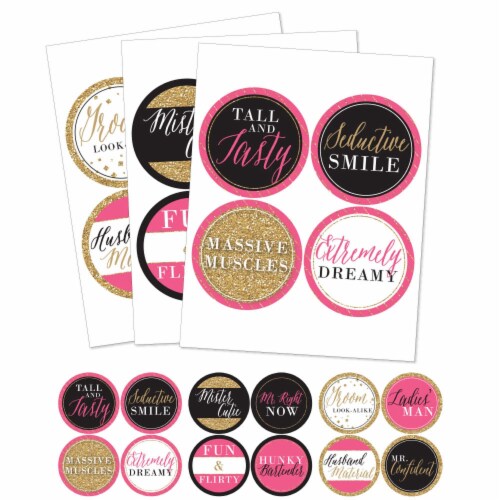 Big Dot of Happiness Girls Night Out - Bachelorette Party Man Hunt Stickers - Set of 12 Perspective: back