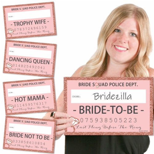 Big Dot of Happiness Bride Squad Rose Gold Bachelorette Mug Shot Photo Booth Props 20 Ct Perspective: back