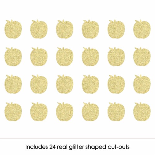 Big Dot of Happiness Gold Glitter Apple - No-Mess Real Gold Glitter Cut-Outs Confetti - 24 Ct Perspective: back