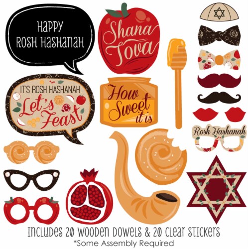 Big Dot of Happiness Rosh Hashanah - New Year Photo Booth Props Kit - 20 Count Perspective: back