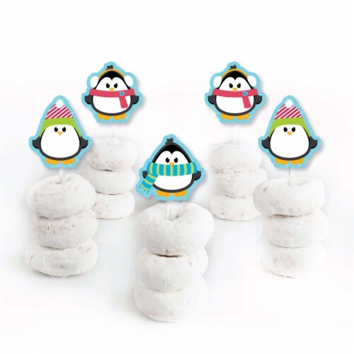 Big Dot of Happiness Holly Jolly Penguin - Cupcake Toppers Christmas Clear Treat Picks 24 Ct Perspective: back