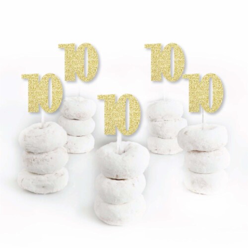 Big Dot of Happiness Gold Glitter 10 - Dessert Cupcake Toppers - Party Treat Picks 24 Ct Perspective: back