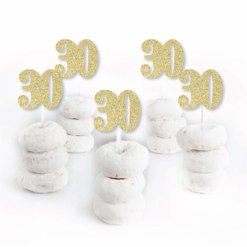 Big Dot of Happiness Gold Glitter 30 - Dessert Cupcake Toppers - Party Treat Picks 24 Ct Perspective: back